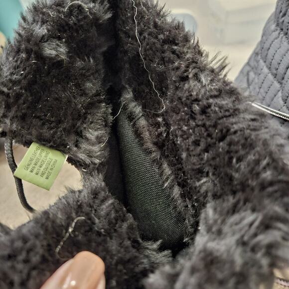 Womens Timberland MukLuk Style Boot Knee High Black Leather Nylon Pink Sole Sz 7 - Picture 9 of 13